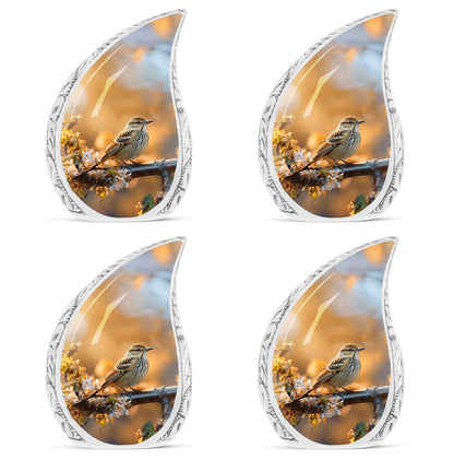 aluminium Sparrow Cremation Urn, includes velvet pouch