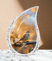 aluminium Sparrow Cremation Urn, includes velvet pouch