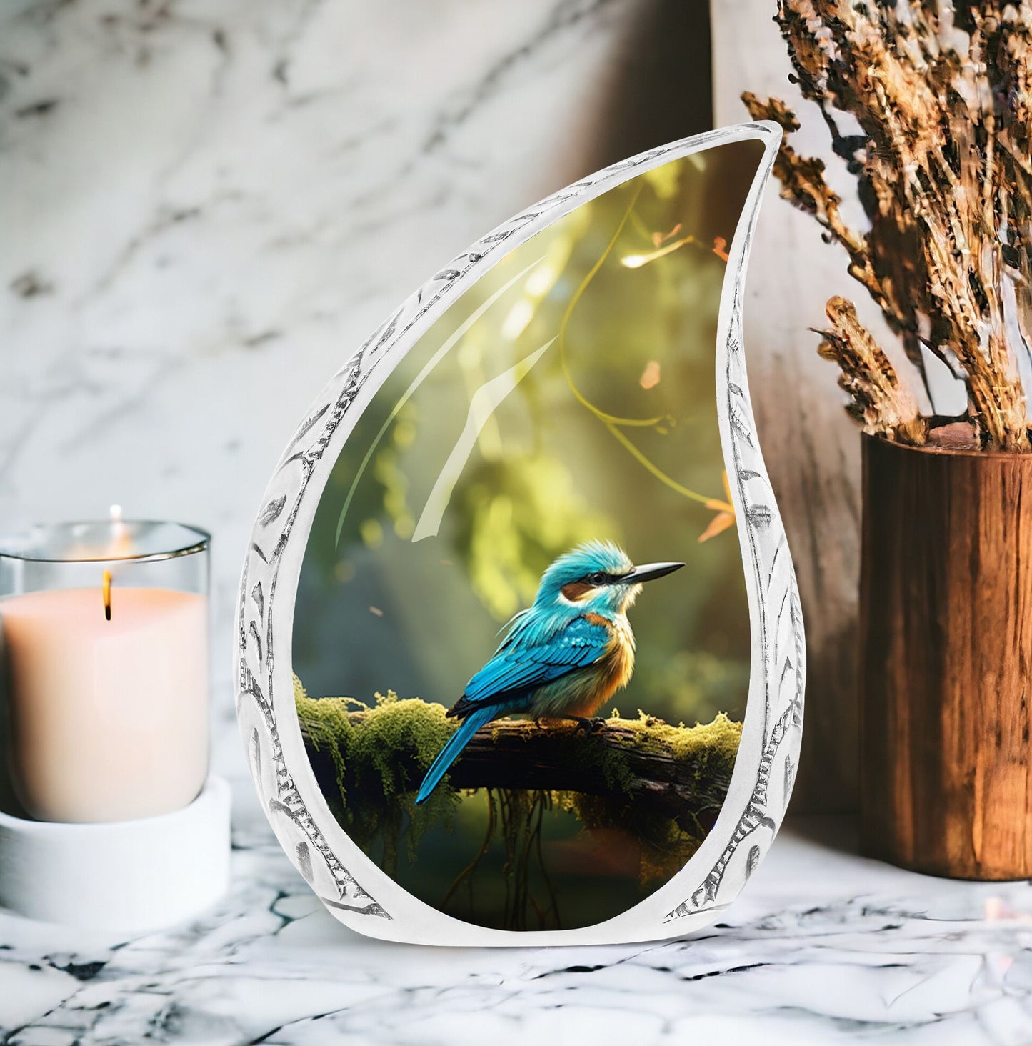 Large Blue Sparrow Classic Urn for Ashes.