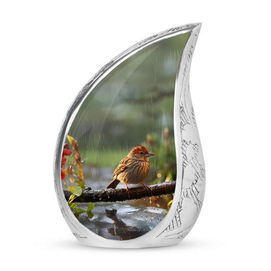 3-Inch Sparrow Cremation Urn, personalized with name