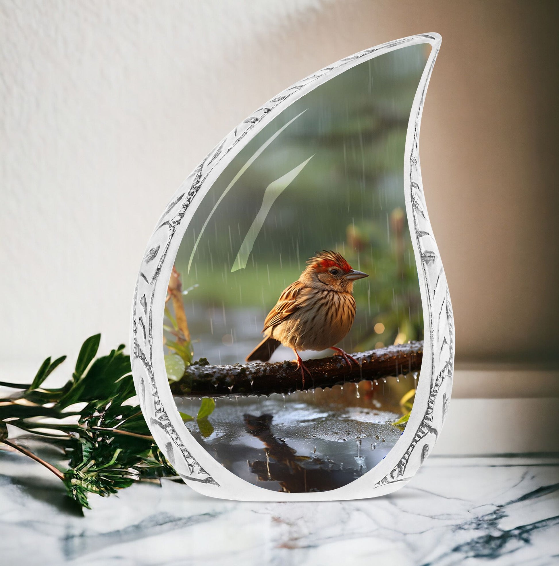 3-Inch Sparrow Cremation Urn, personalized with name