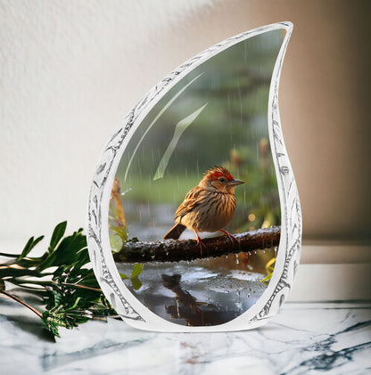 3-Inch Sparrow Cremation Urn, personalized with name