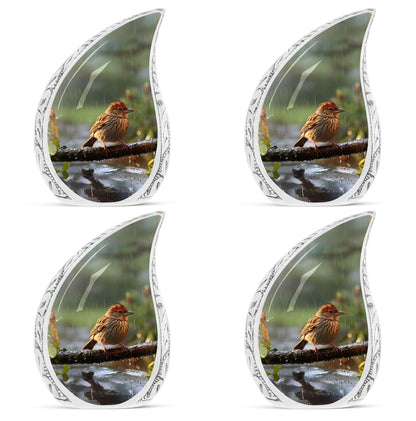 3-Inch Sparrow Cremation Urn, personalized with name