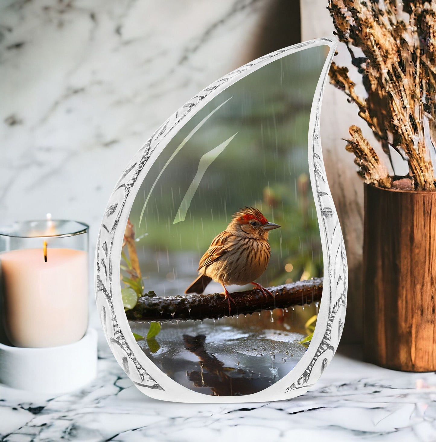3-Inch Sparrow Cremation Urn, personalized with name