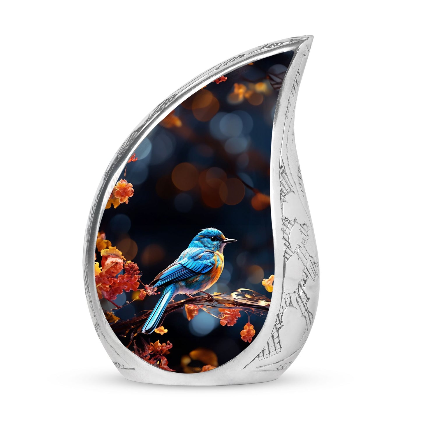 Classic Blue Sparrow memorial gift, Large Urn