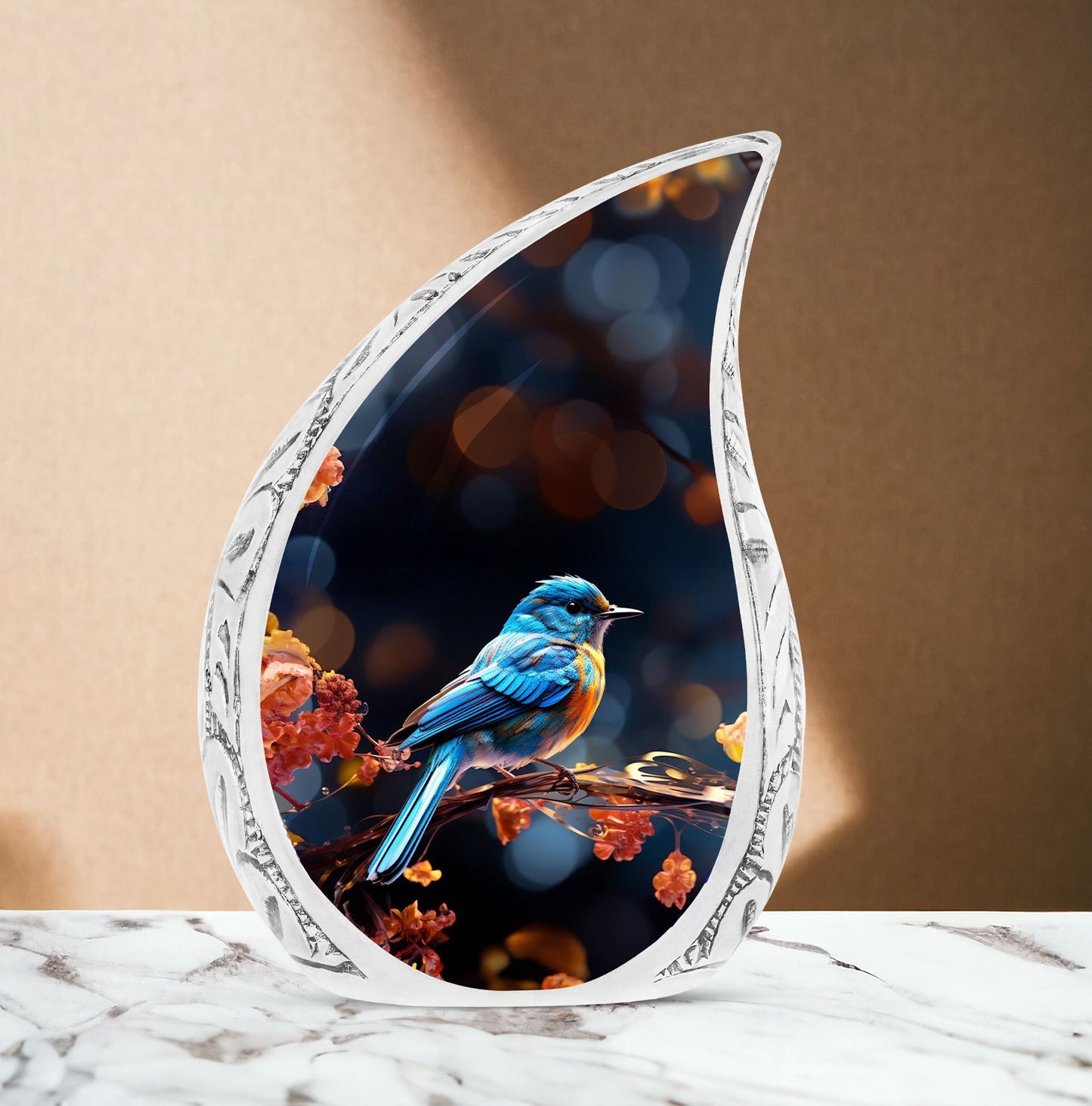 Classic Blue Sparrow memorial gift, Large Urn