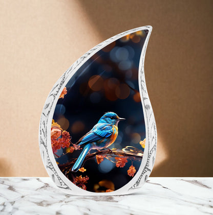 Classic Blue Sparrow memorial gift, Large Urn