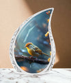 Yellow Sparrow Cremation Urn.