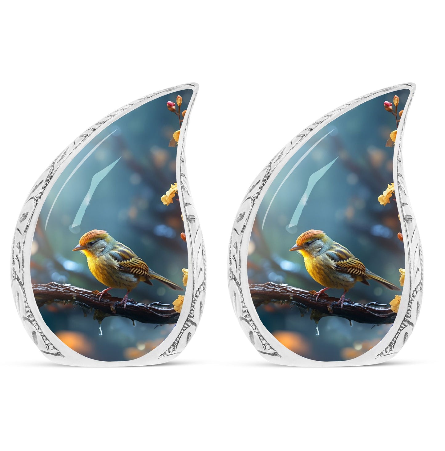 Yellow Sparrow Cremation Urn.