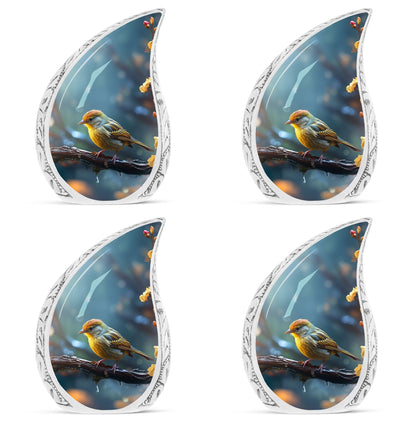 Yellow Sparrow Cremation Urn.