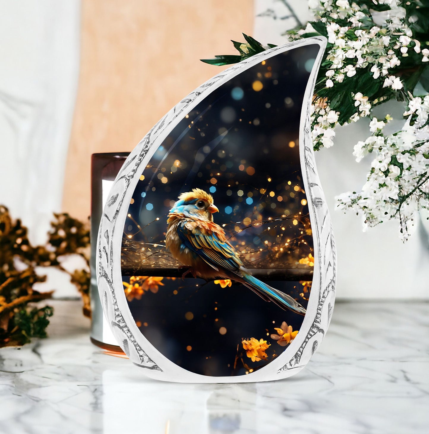 Classic Yellow Sparrow Urn for human ashes.