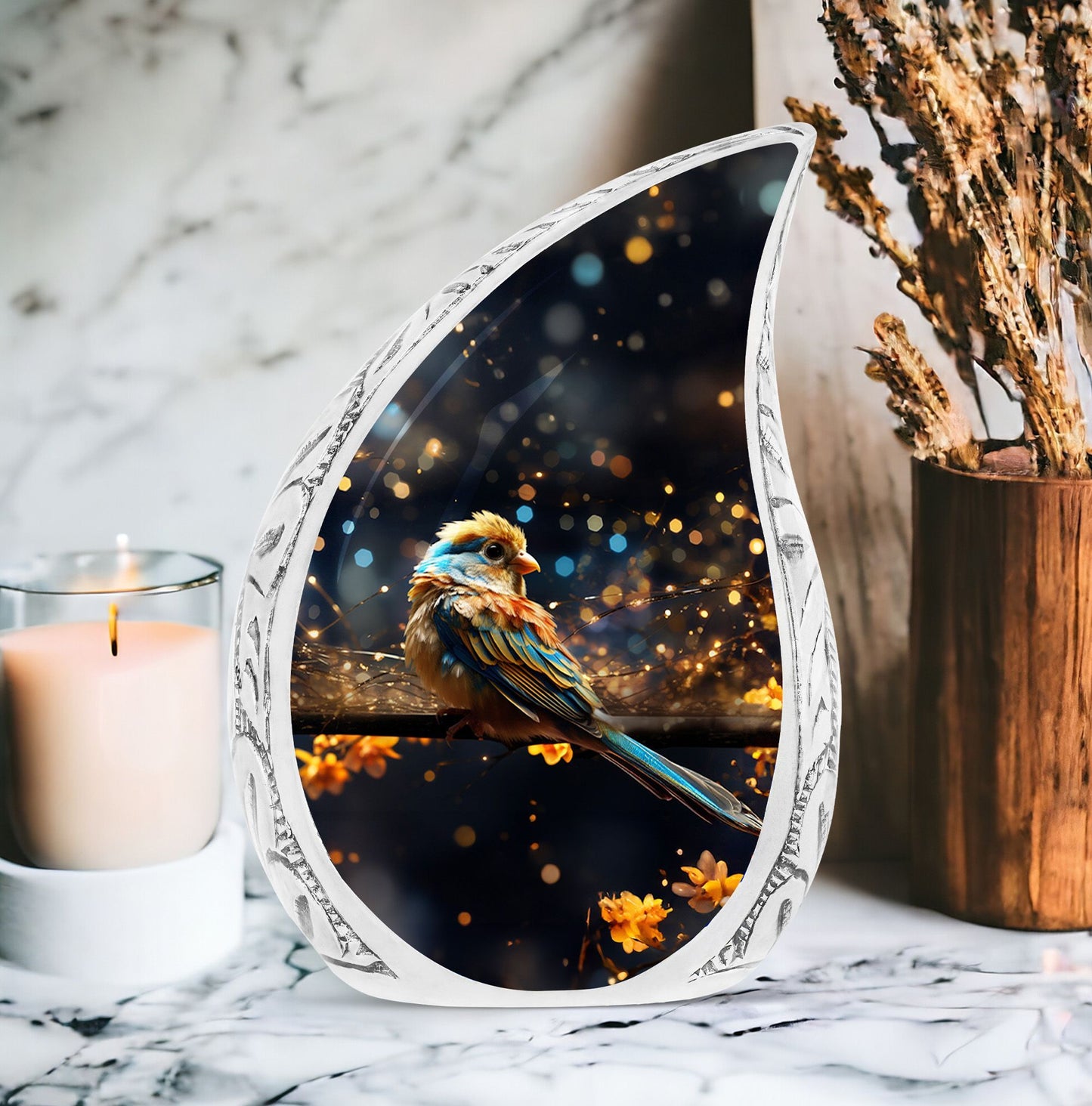 Classic Yellow Sparrow Urn for human ashes.