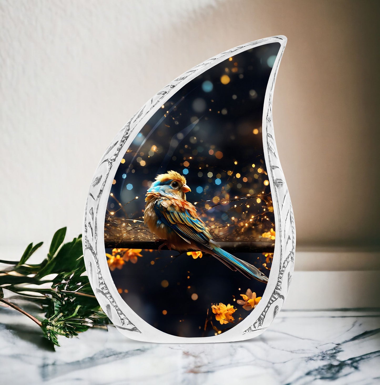 Classic Yellow Sparrow Urn for human ashes.