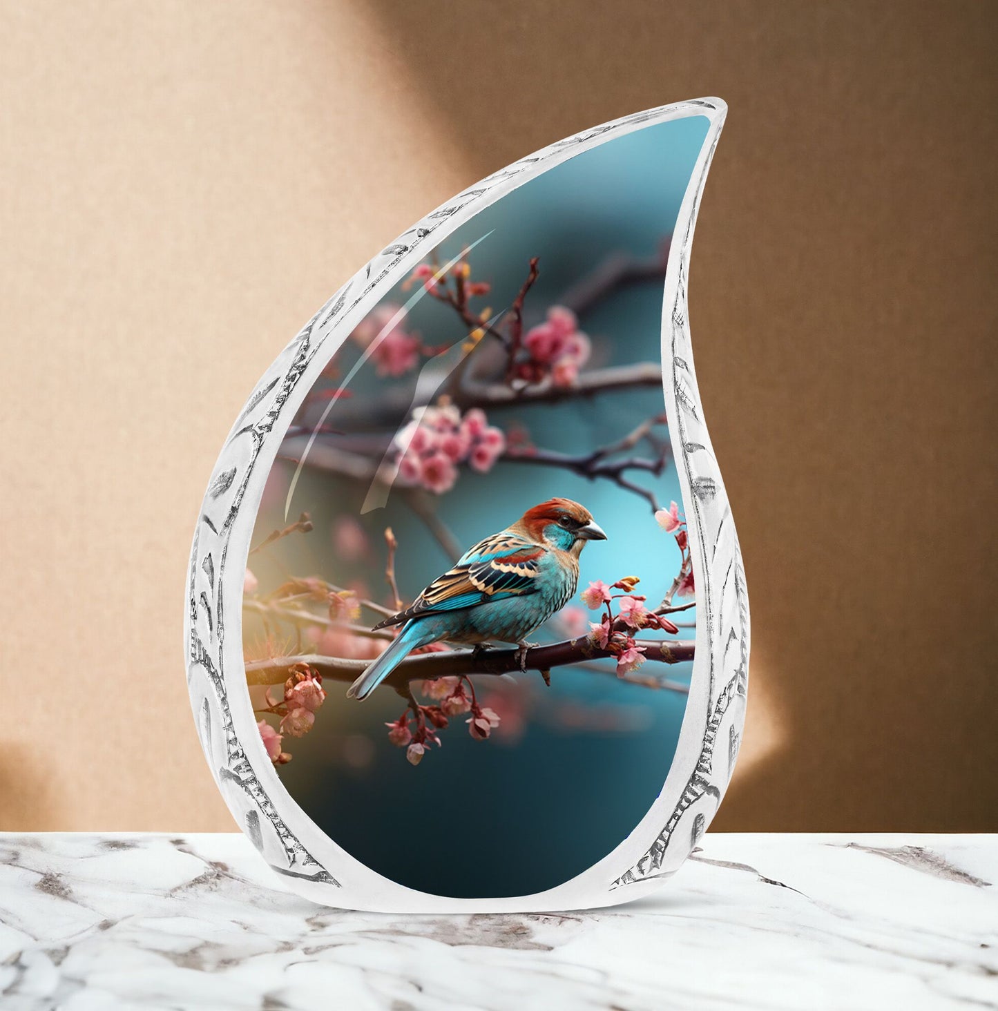 Classic Sparrow Cremation Urn, Personalized Aluminium