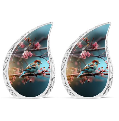 Classic Sparrow Cremation Urn, Personalized Aluminium