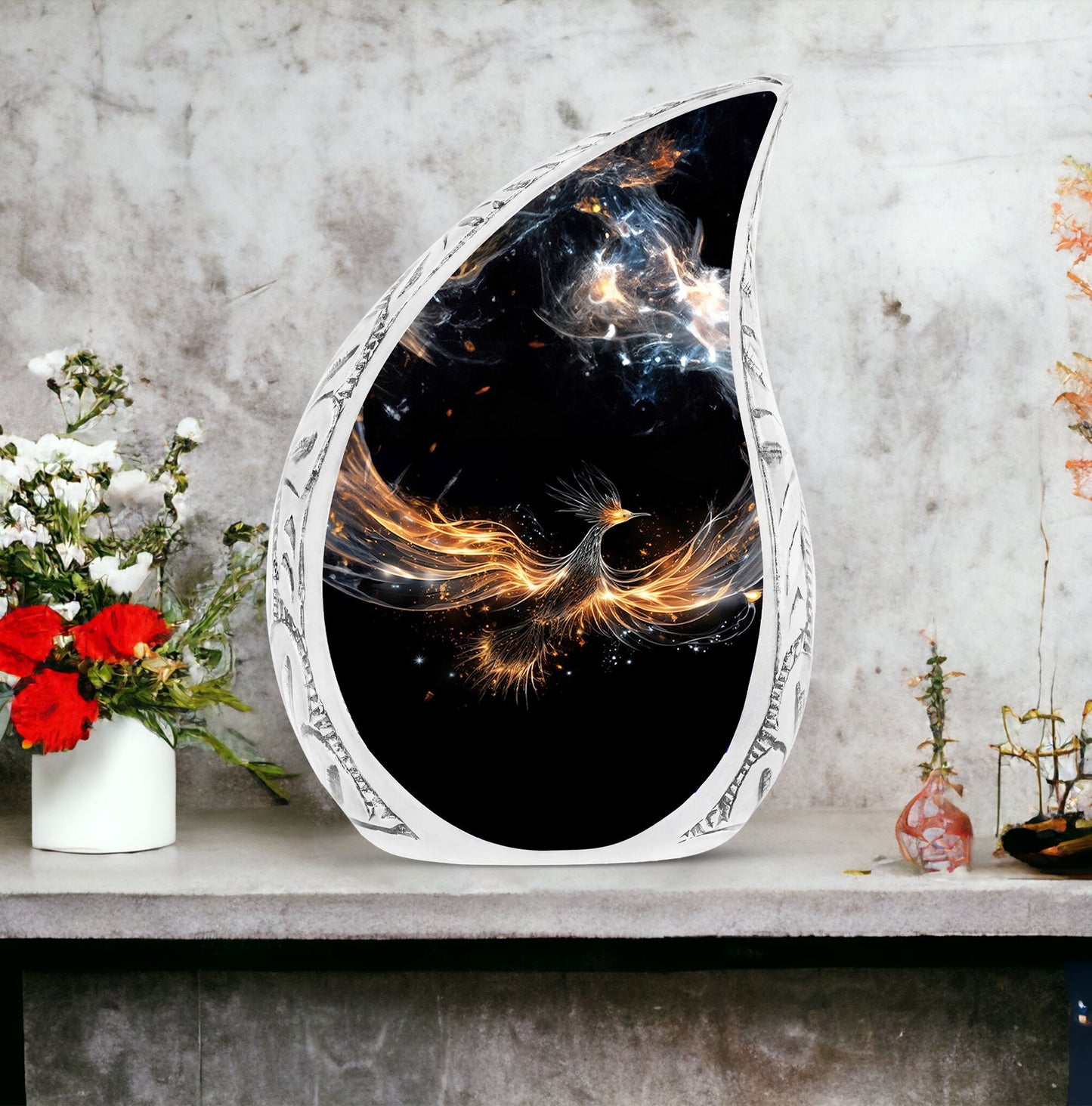 Large Shining Phoenix cremation urn.