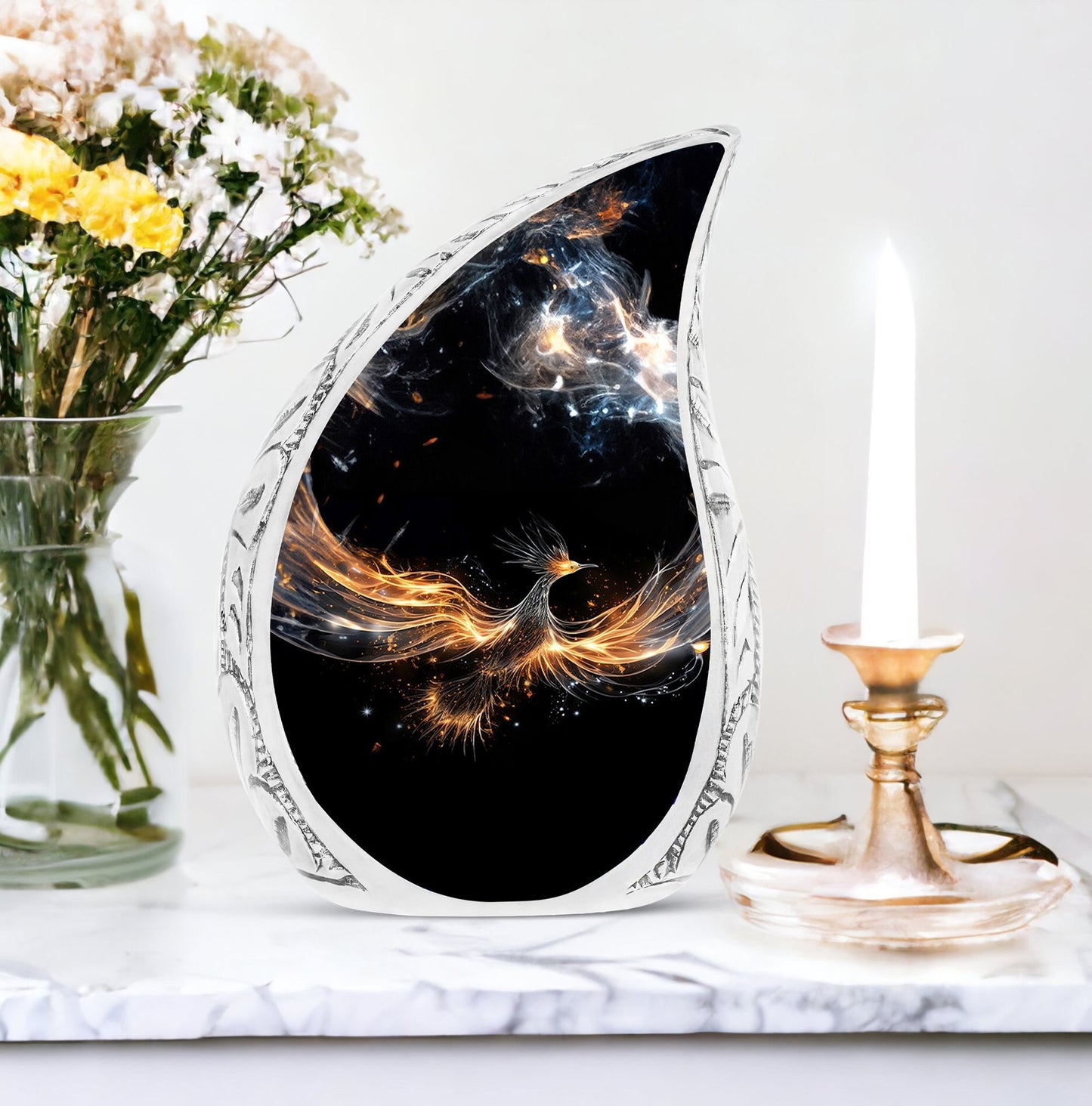 Large Shining Phoenix cremation urn.