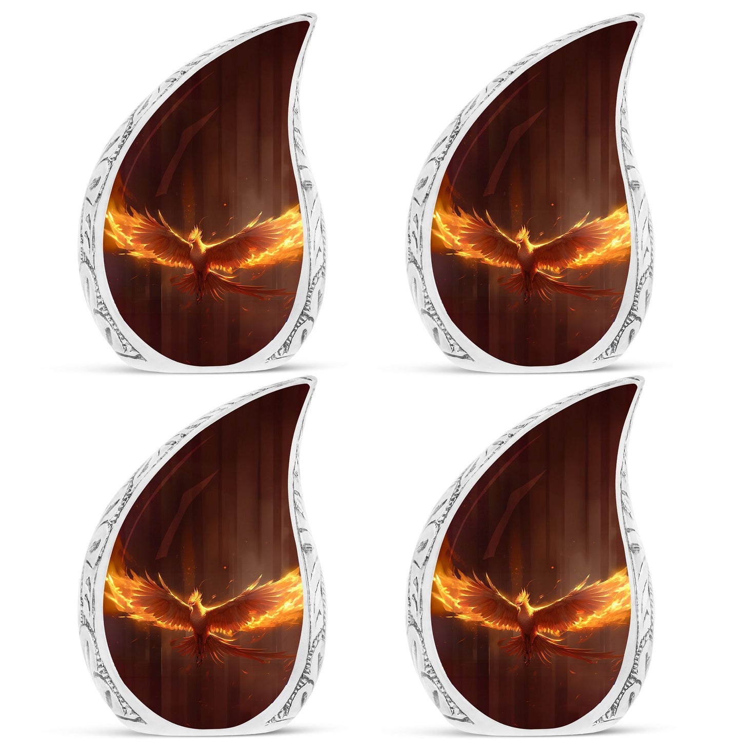 Large 3-inch Phoenix Urn, classic aluminium Cremation Urn.