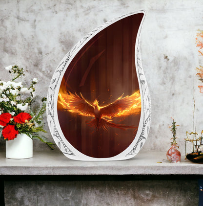 Large 3-inch Phoenix Urn, classic aluminium Cremation Urn.