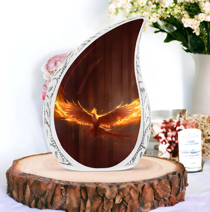 Large 3-inch Phoenix Urn, classic aluminium Cremation Urn.