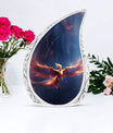 Classic Red and Blue Phoenix Cremation Urn