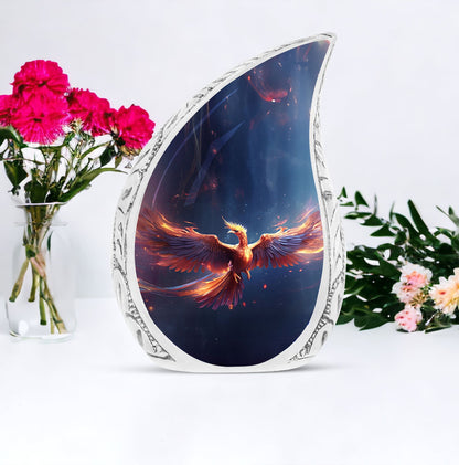Classic Red and Blue Phoenix Cremation Urn