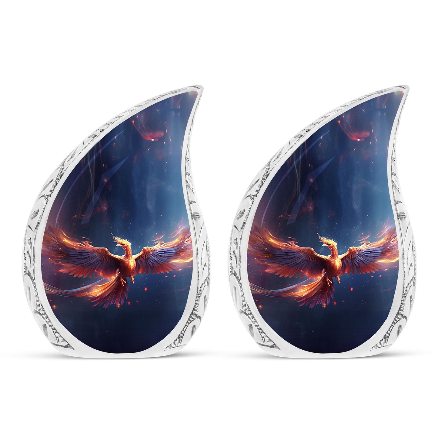 Classic Red and Blue Phoenix Cremation Urn
