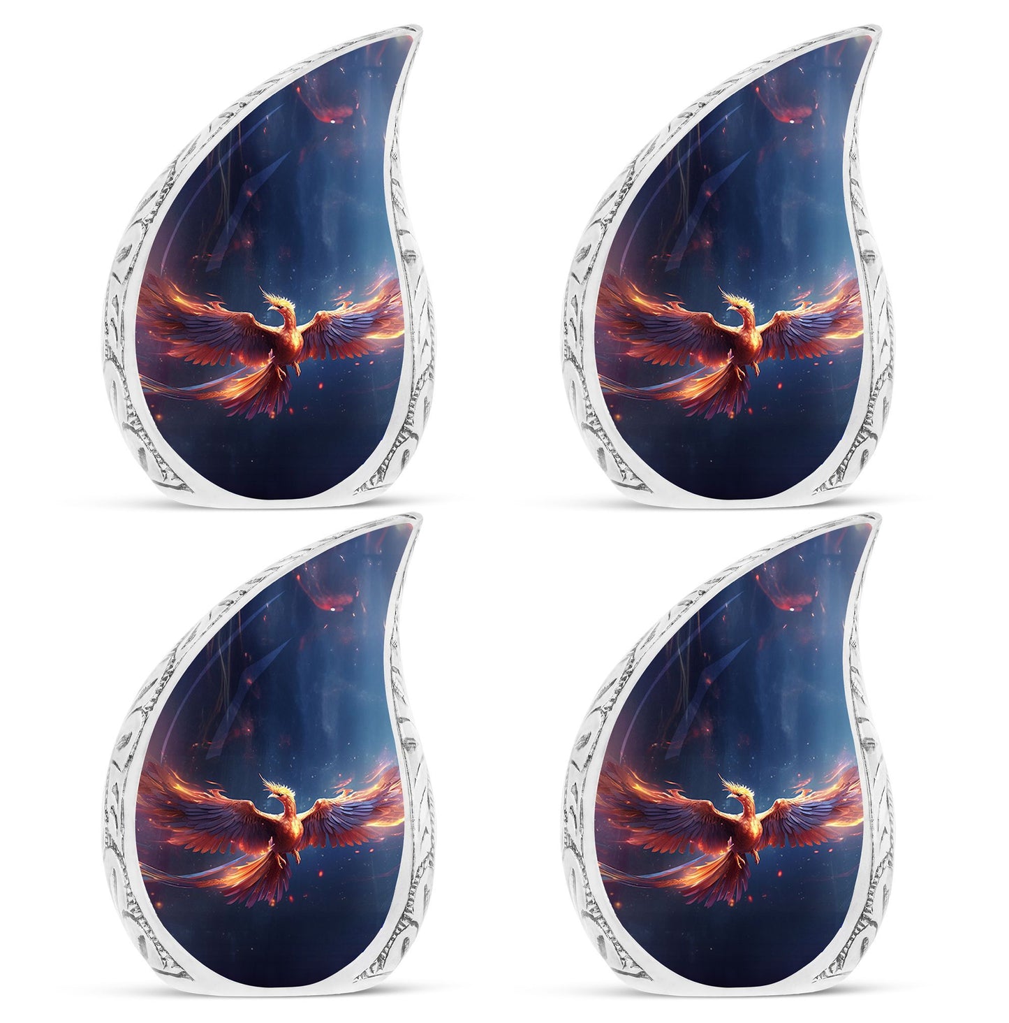 Classic Red and Blue Phoenix Cremation Urn