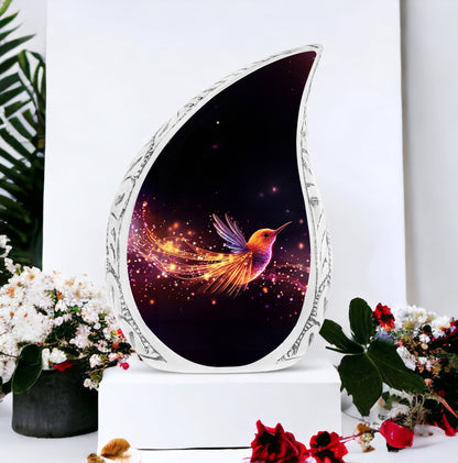 colorful sparrow memorial urn for ashes for adults.