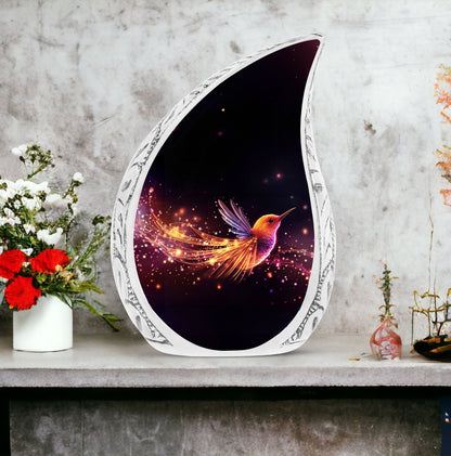 colorful sparrow memorial urn for ashes for adults.