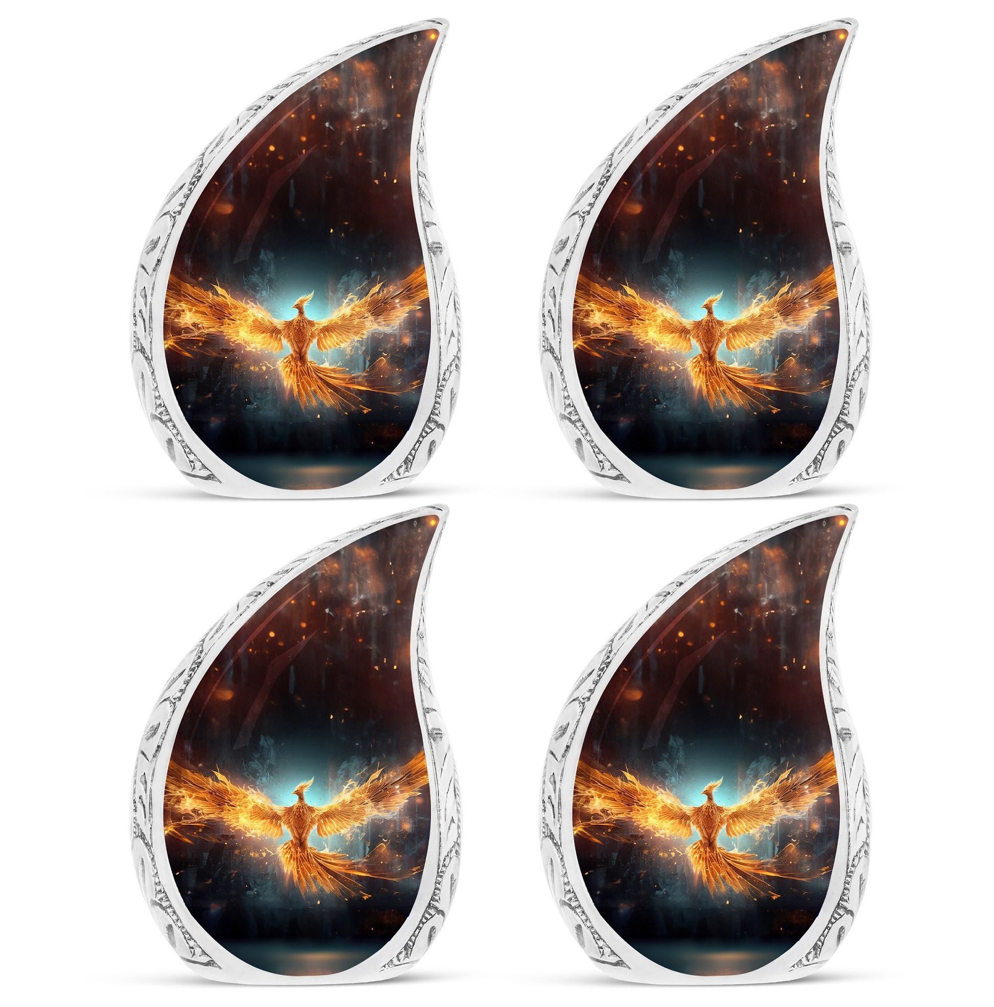 Large, classic yellow phoenix cremation urn.