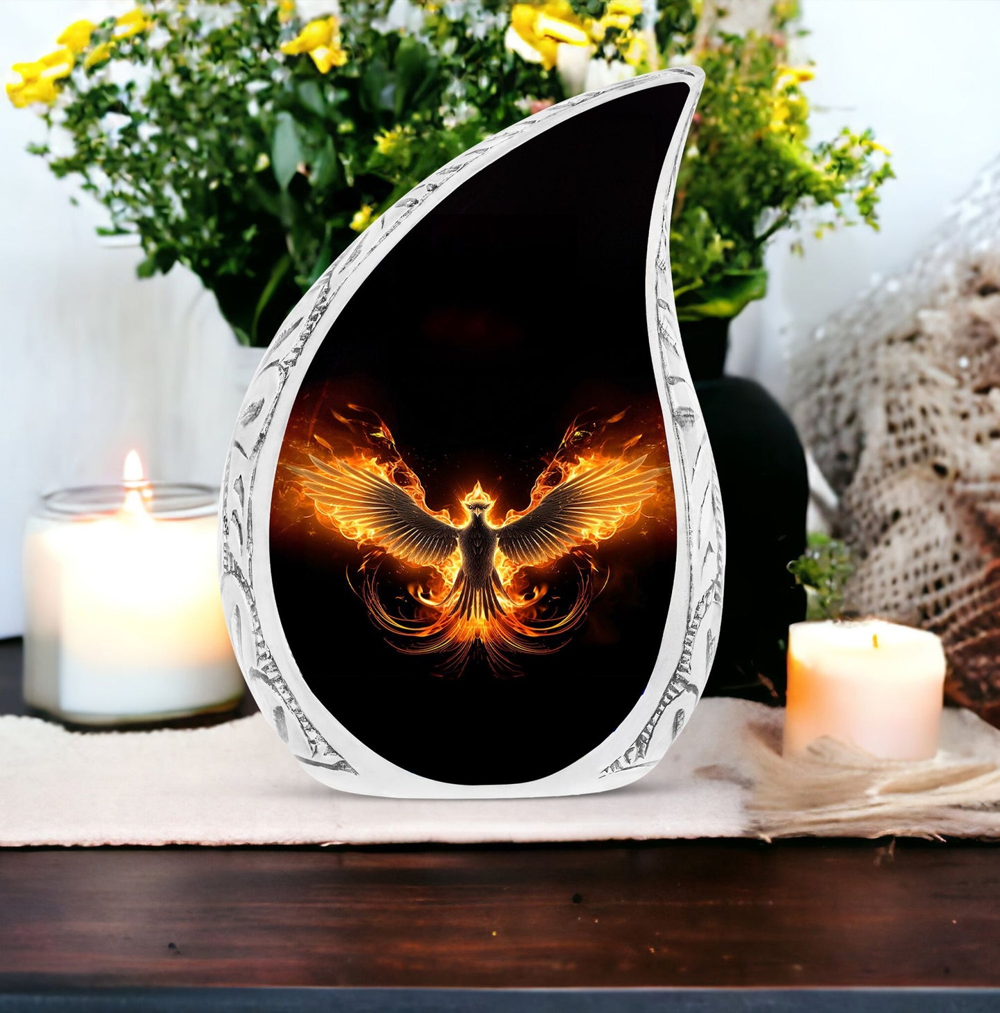 Fire Phoenix Cremation Urn, Classic Aluminium Urn