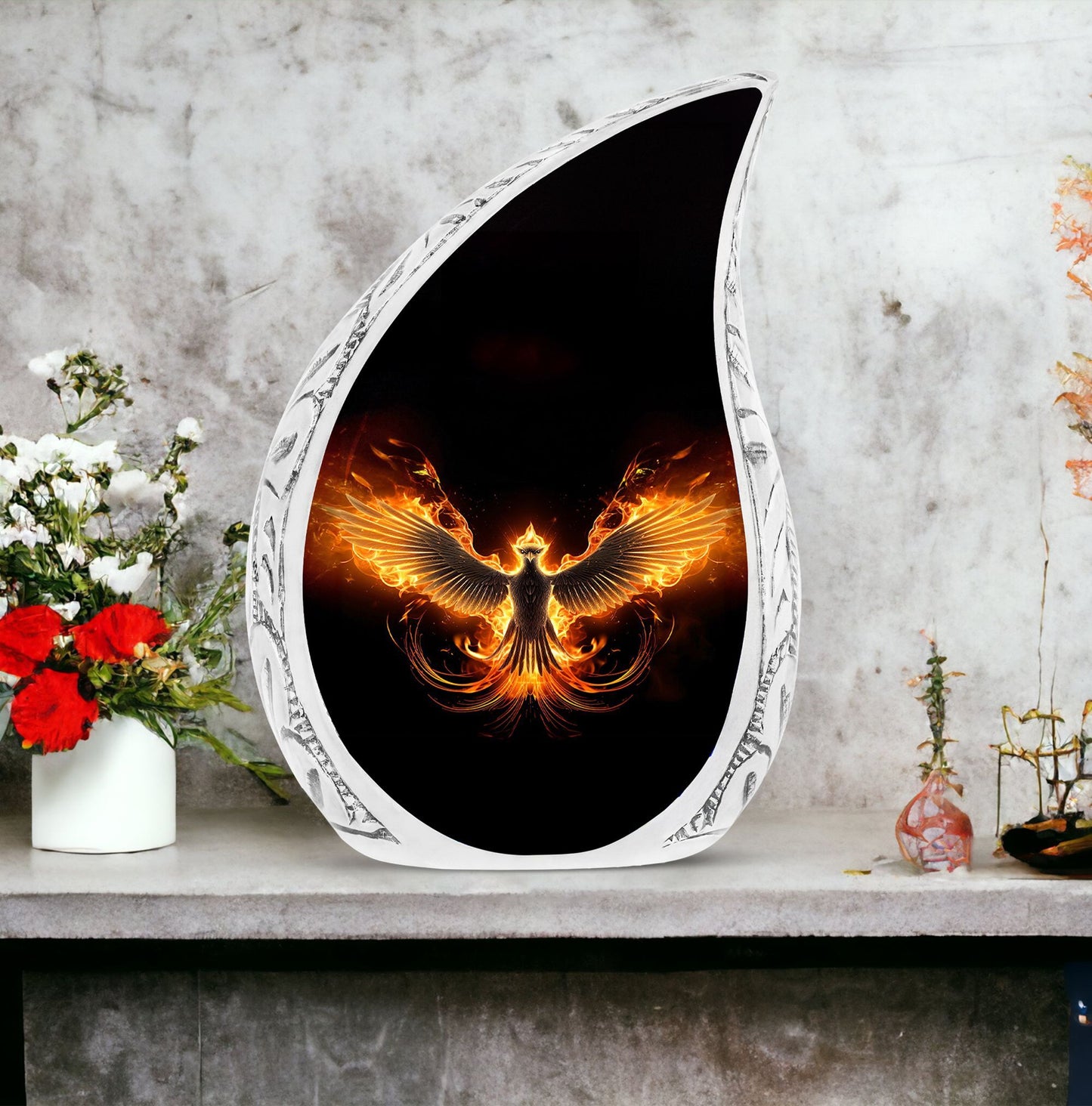 Fire Phoenix Cremation Urn, Classic Aluminium Urn