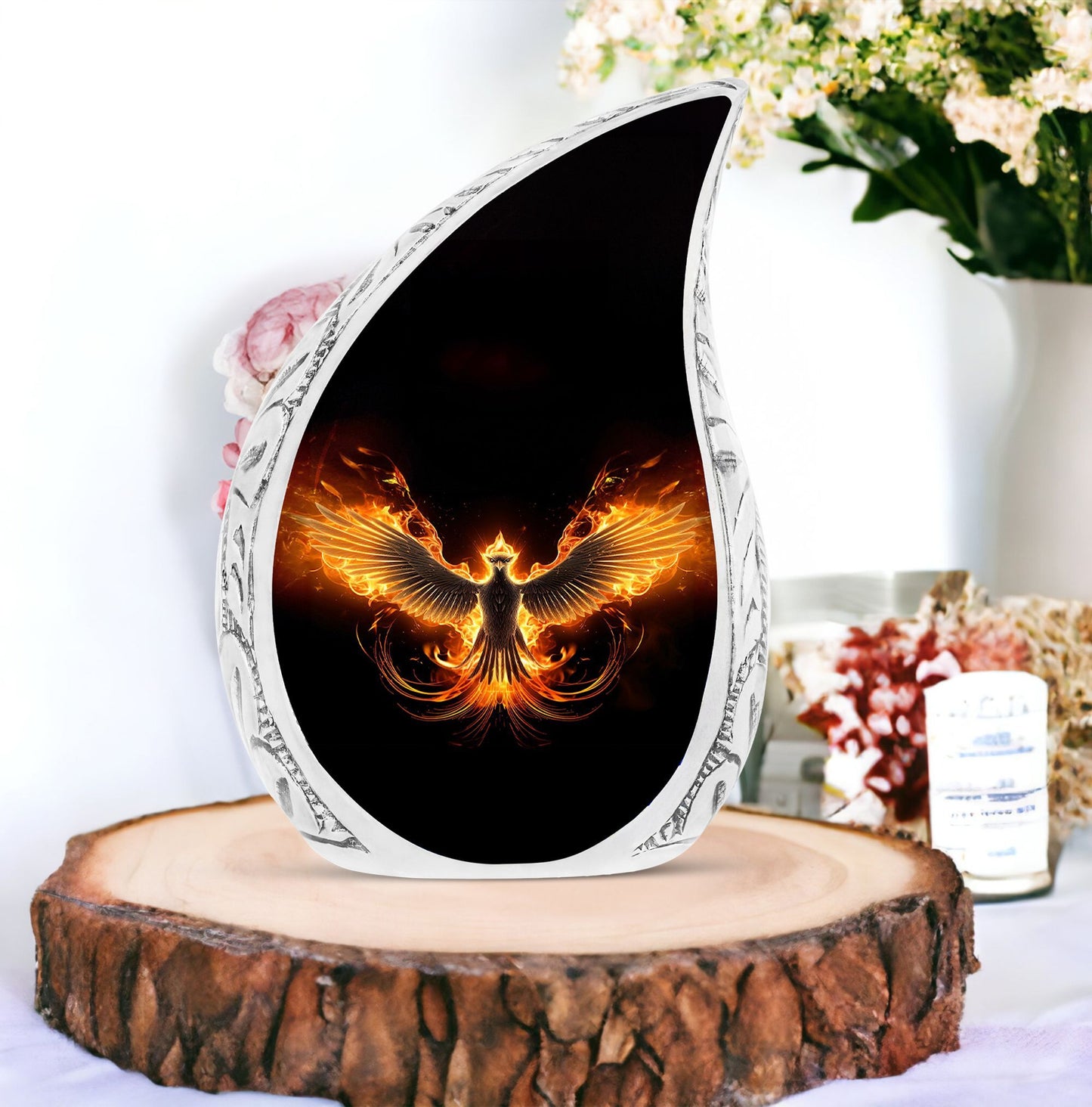 Fire Phoenix Cremation Urn, Classic Aluminium Urn