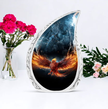 Classic Red Phoenix Urn, Personalized Large Urn.