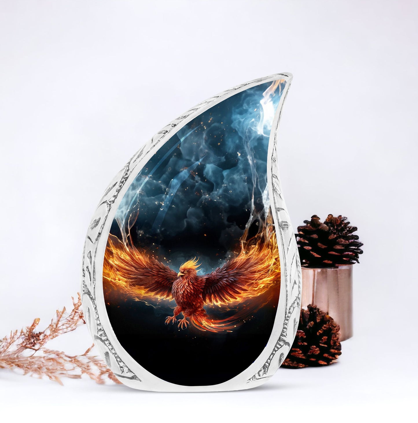 Classic Red Phoenix Urn, Personalized Large Urn.