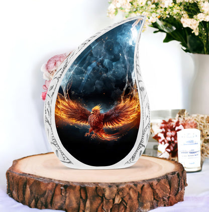 Classic Red Phoenix Urn, Personalized Large Urn.