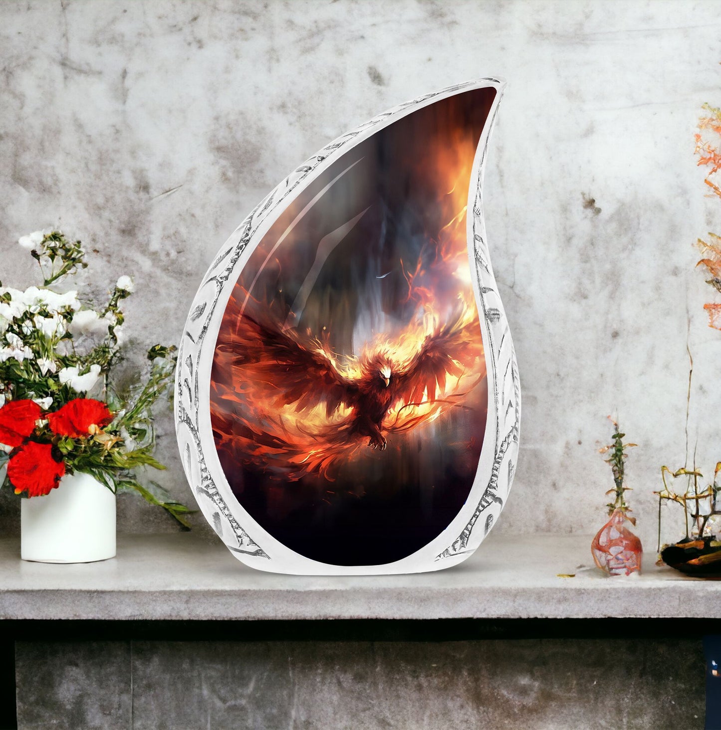 Red Phoenix Cremation Urn for ashes