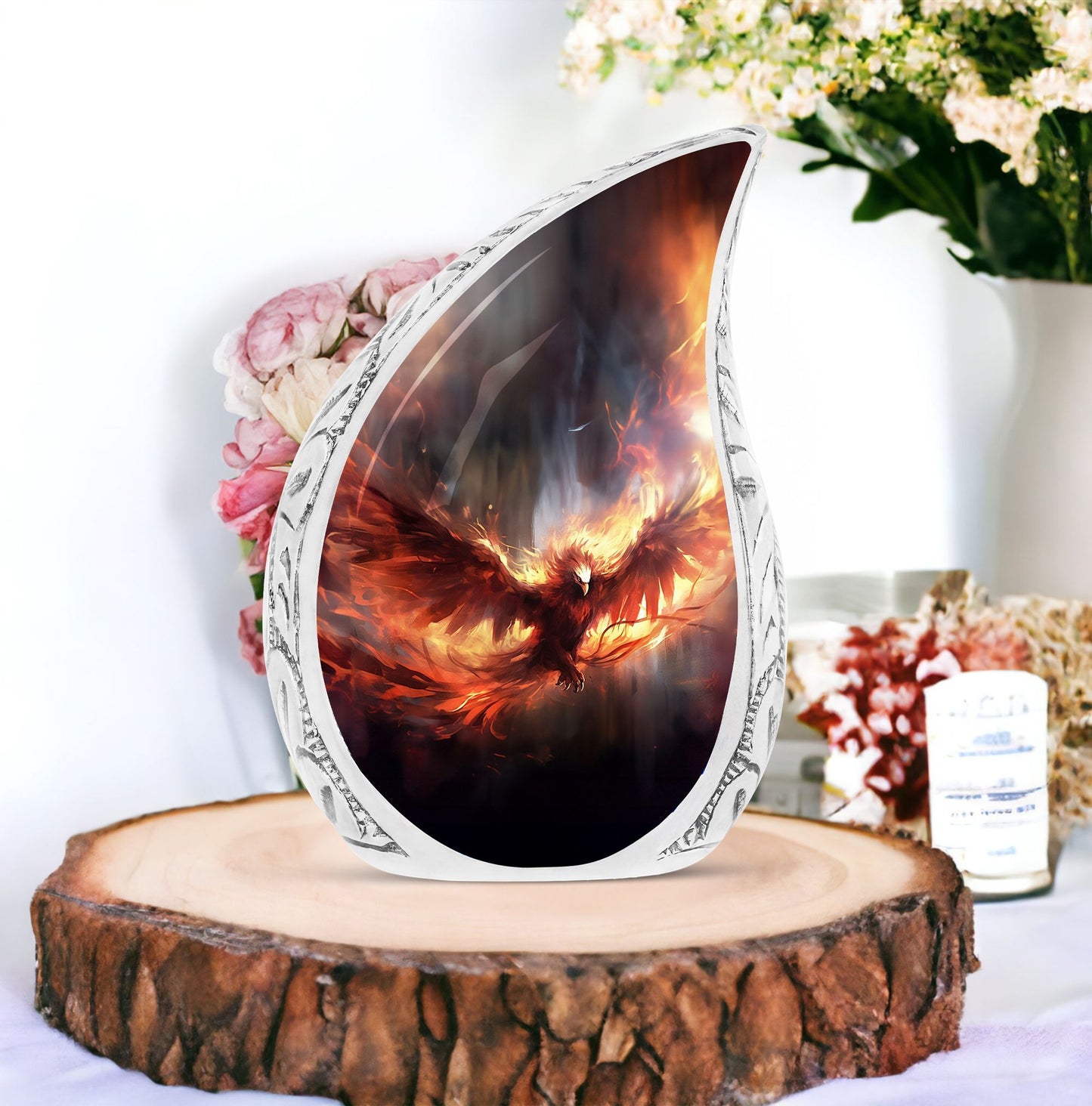 Red Phoenix Cremation Urn for ashes