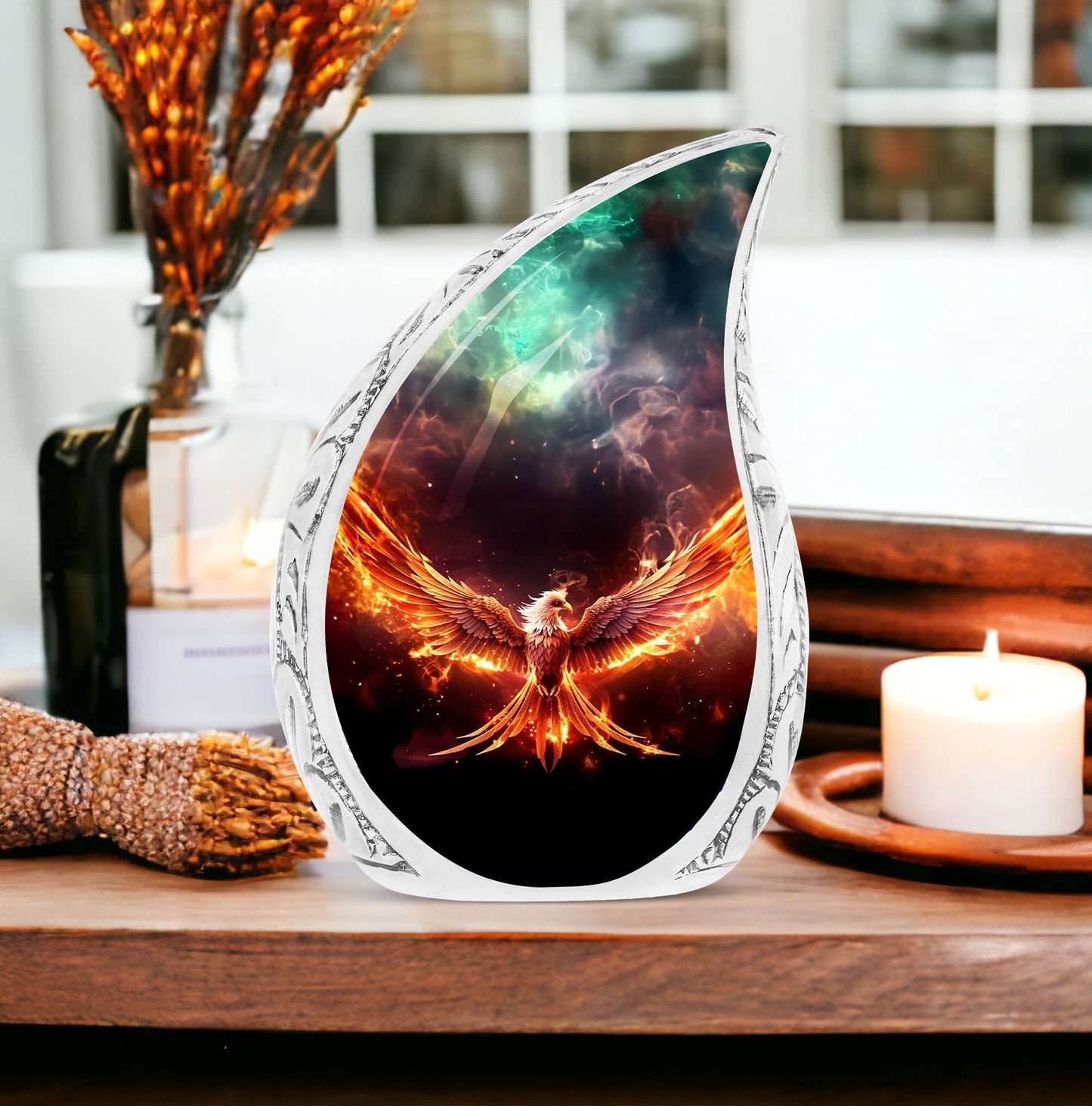Aluminium White Phoenix Memorial Urn.