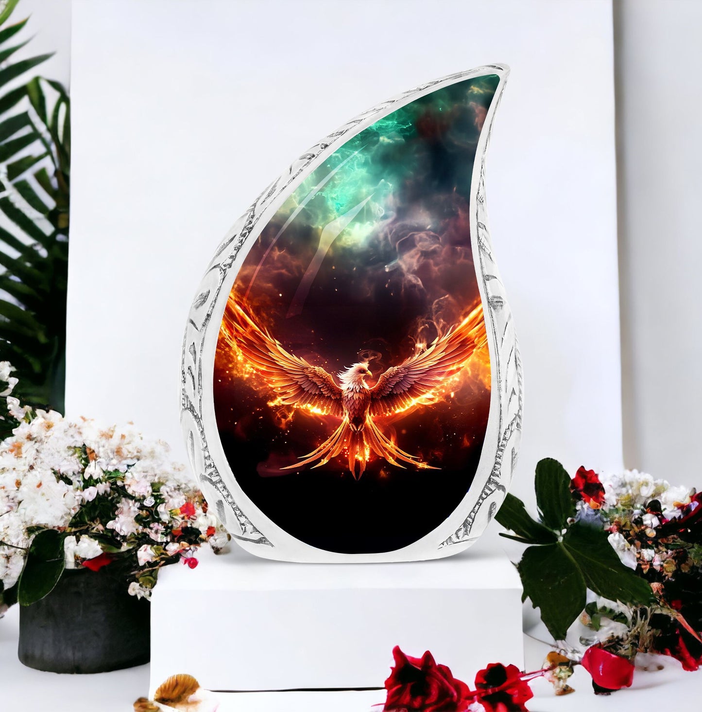 Aluminium White Phoenix Memorial Urn.