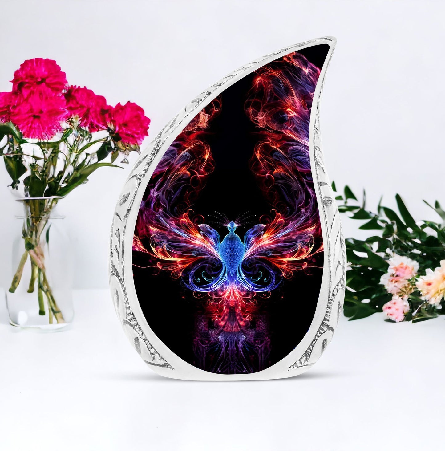 Colorful 3-inch phoenix designed cremation urn