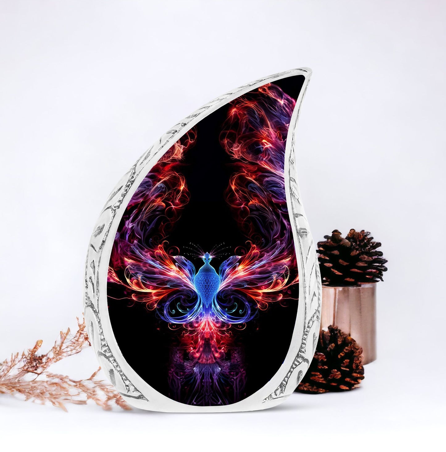 Colorful 3-inch phoenix designed cremation urn
