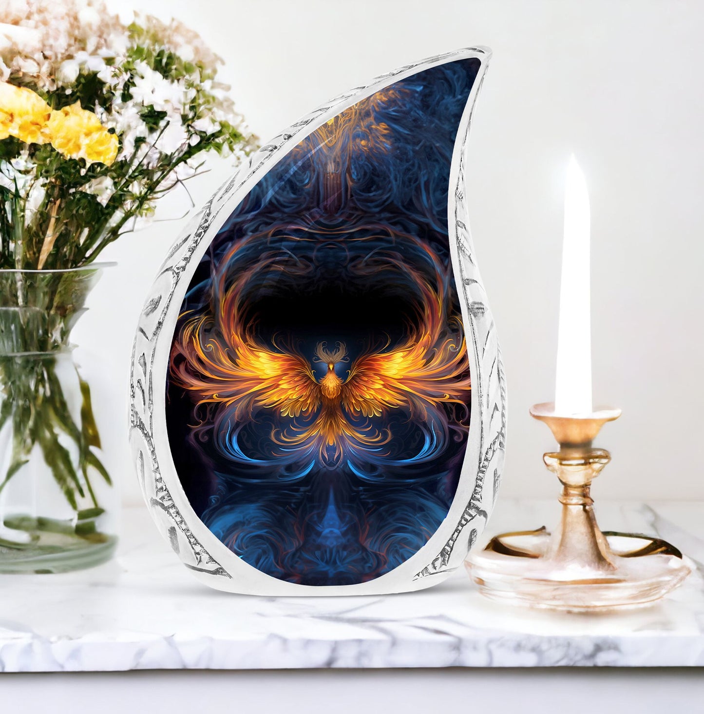 3-inch Yellow Phoenix Classic Urn for Mother's Ashes.