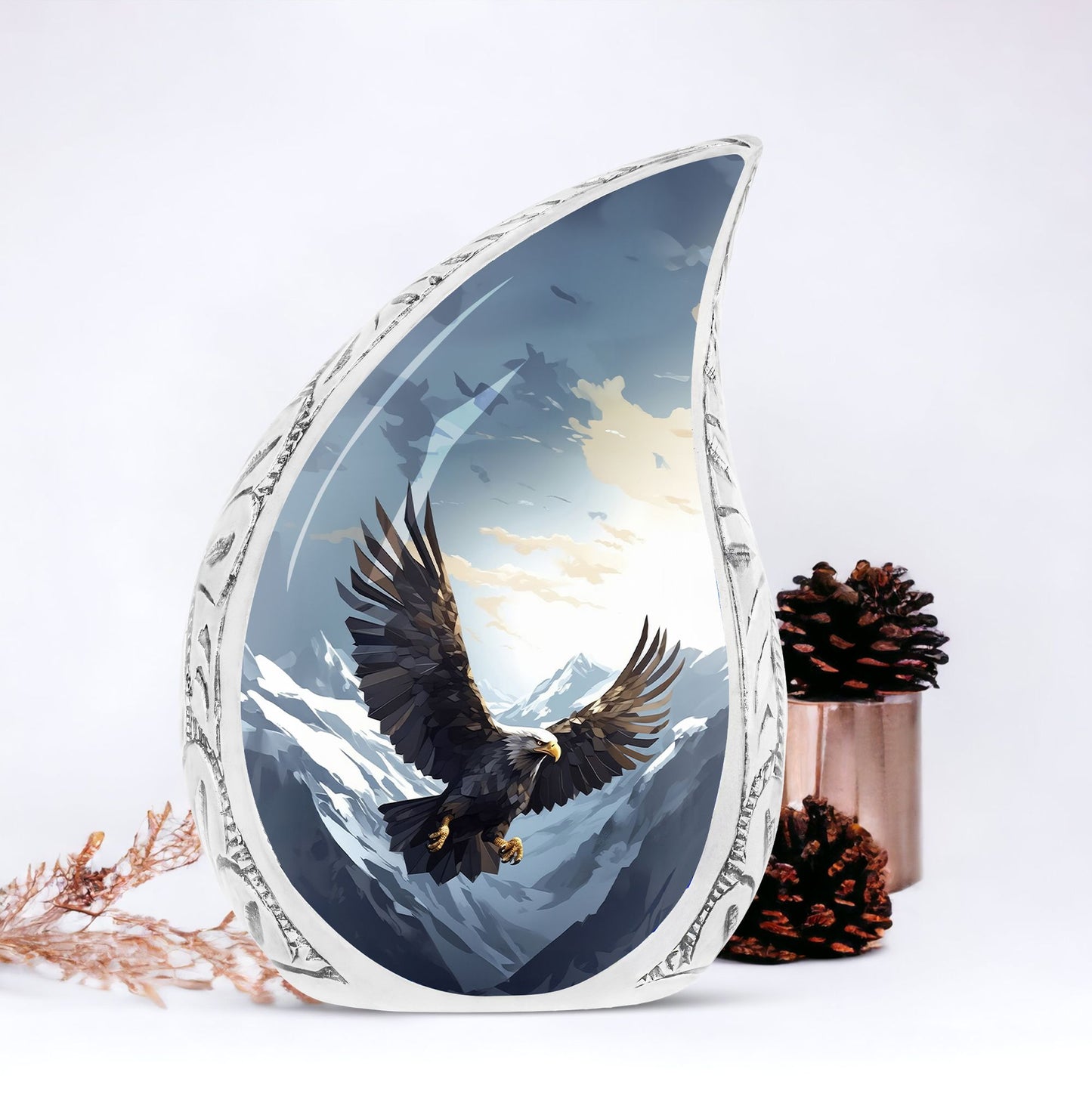 Classic design 3 inch flying eagle urn for human ashes.