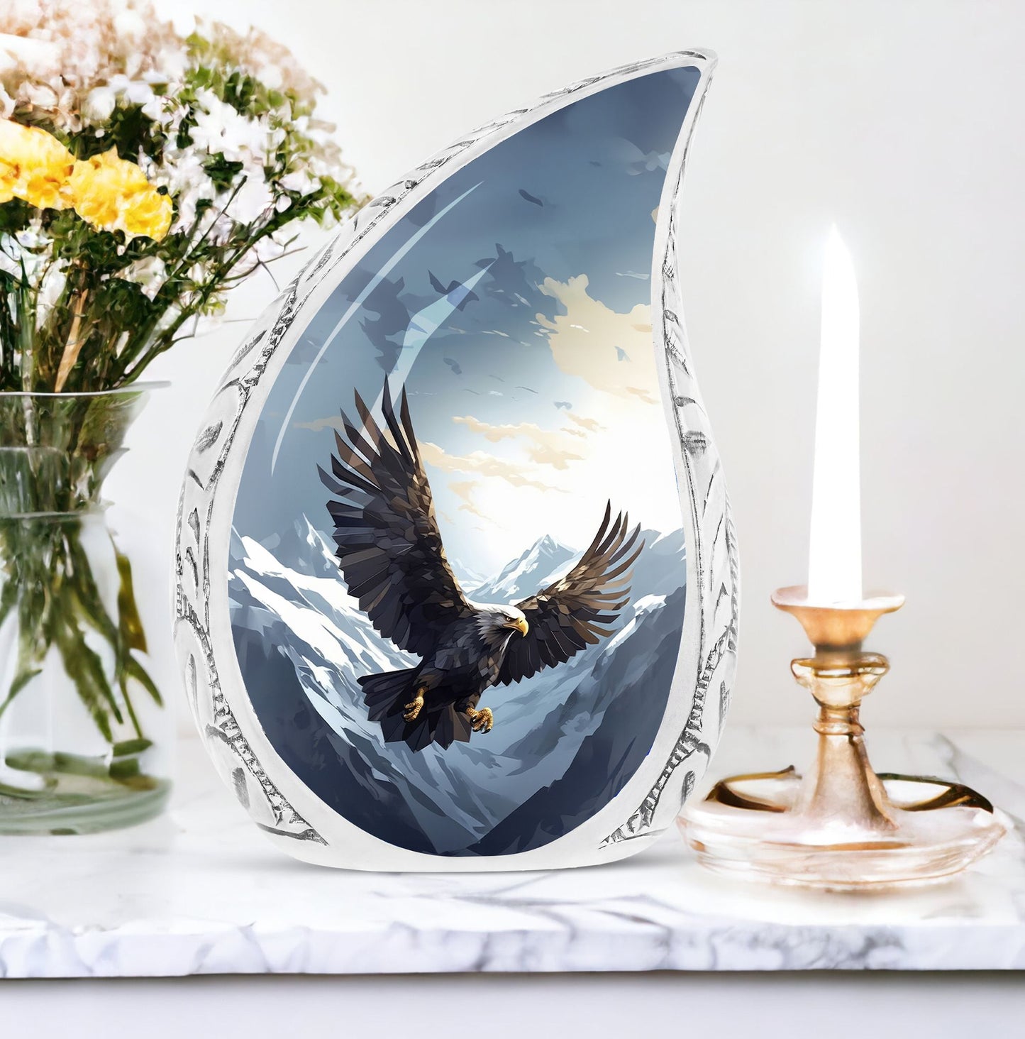 Classic design 3 inch flying eagle urn for human ashes.