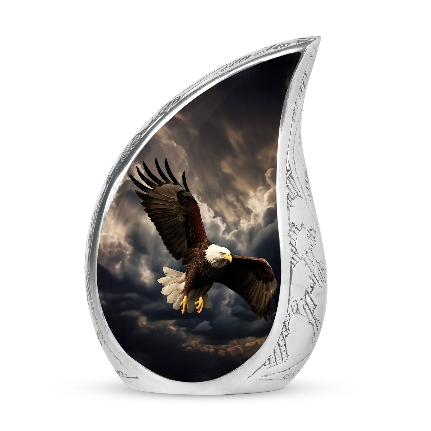 Classic large aluminium urn for human ashes.