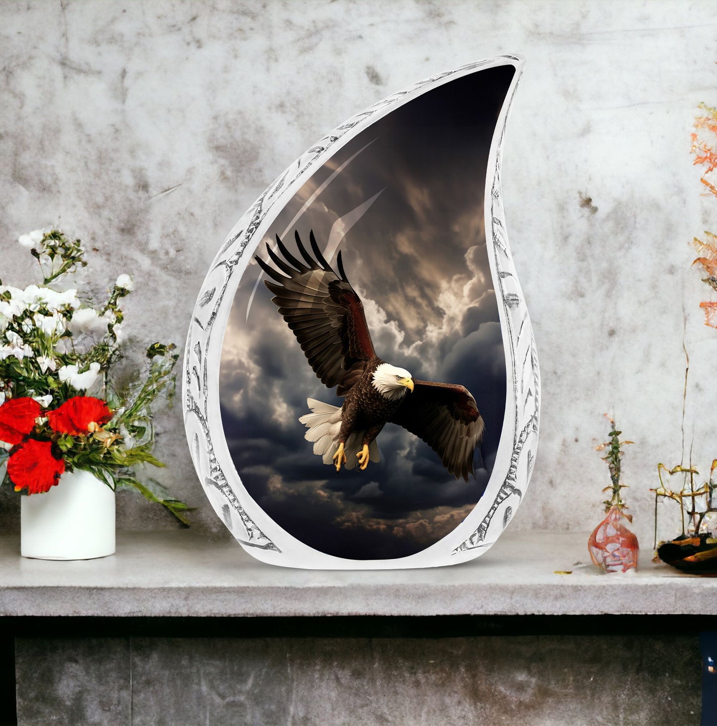 Classic large aluminium urn for human ashes.