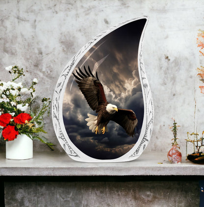 Classic large aluminium urn for human ashes.