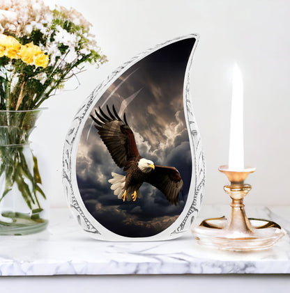 Classic large aluminium urn for human ashes.